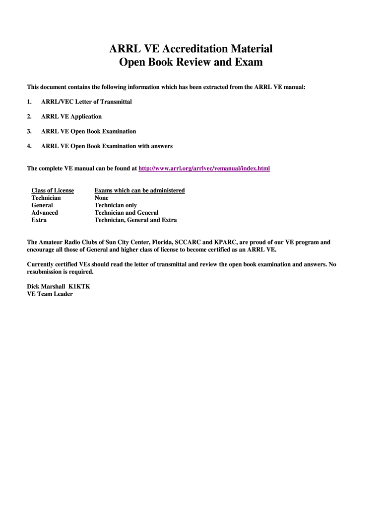 Arrl ve test answers: Fill out & sign online | DocHub