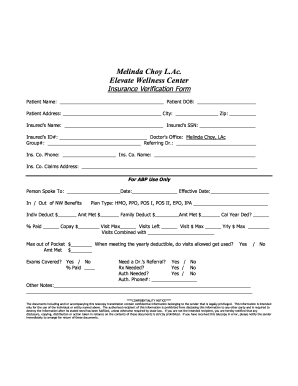 Insurance Verification Form - Fill and Sign Printable Template Online