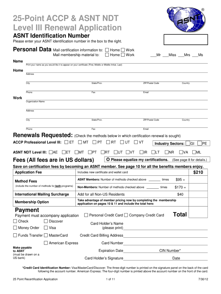 Asnt Iii Level Renewal Fill Online, Printable, Fillable, Blank pdfFiller