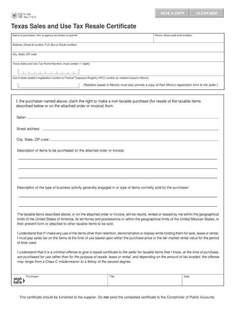 Blank resale certificate form 2010 Fill out & sign online DocHub