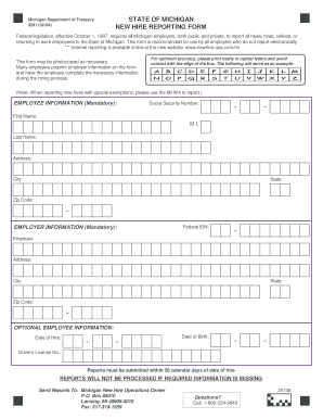 Michigan New Hire Forms 2023 State Of Michigan New Hire Reporting Form - Fill Online, Printable, Fillable, Blank | Pdffiller