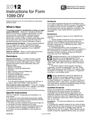 2012 Form IRS Instruction 1099-DIV Fill Online, Printable, Fillable