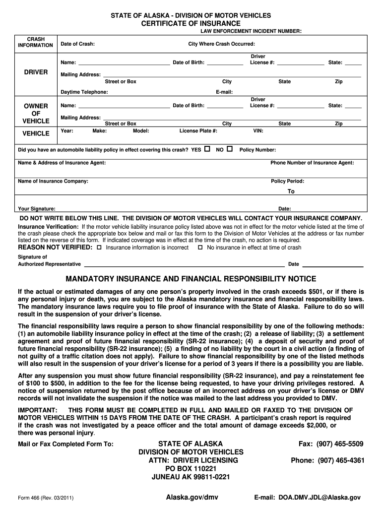 20112021 Form AK DMV 466 Fill Online, Printable, Fillable, Blank