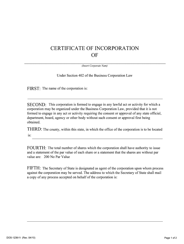 Articles of incorporation new york pdf Fill out & sign online DocHub