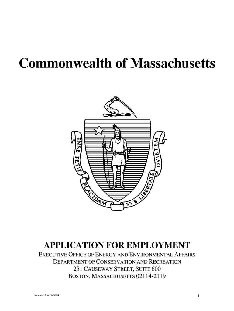 Massachusetts Application Employment Fill Online, Printable, Fillable