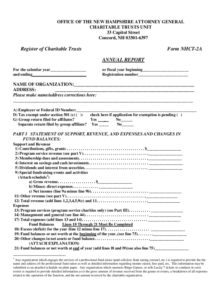 NH Charitable Annual Report Forms Fill and Sign Printable Template