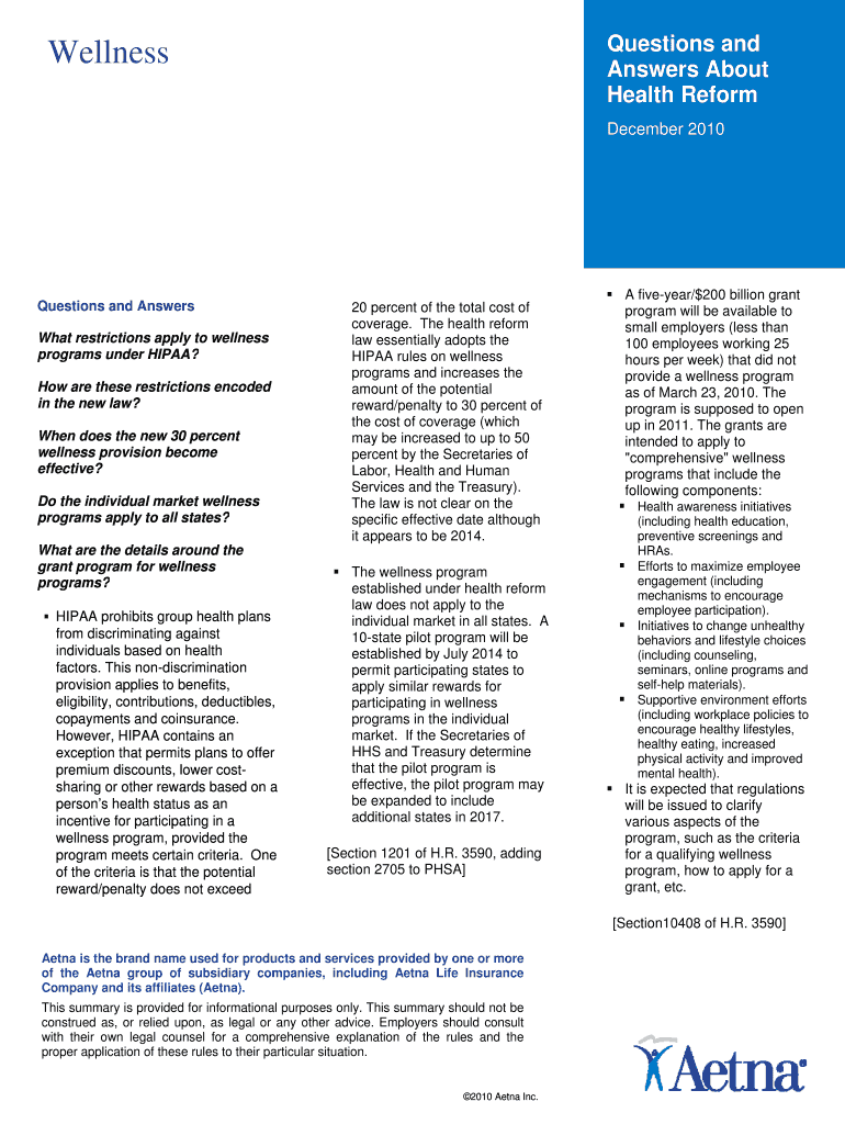 Wellness Aetna Fill out & sign online DocHub