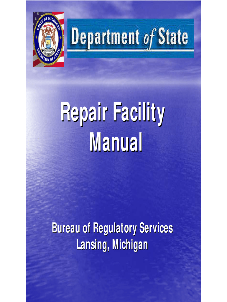 Fillable Online michigan michigan repair facility manual form Fax Email