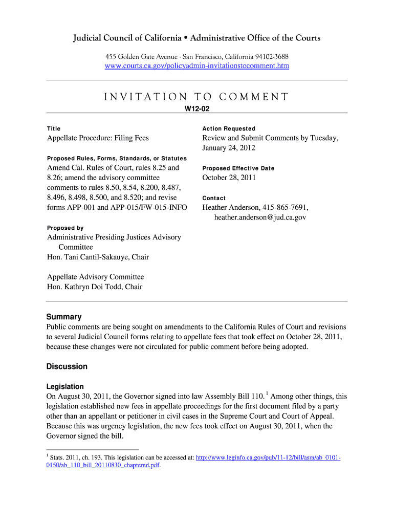 Appellate Procedure Filing Fees California Courts courts ca Fill