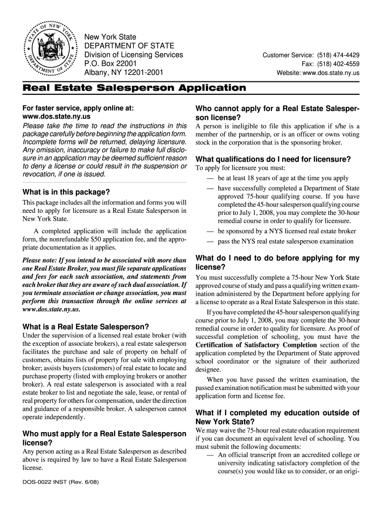 Dos real estate salesperson application Fill out & sign online DocHub