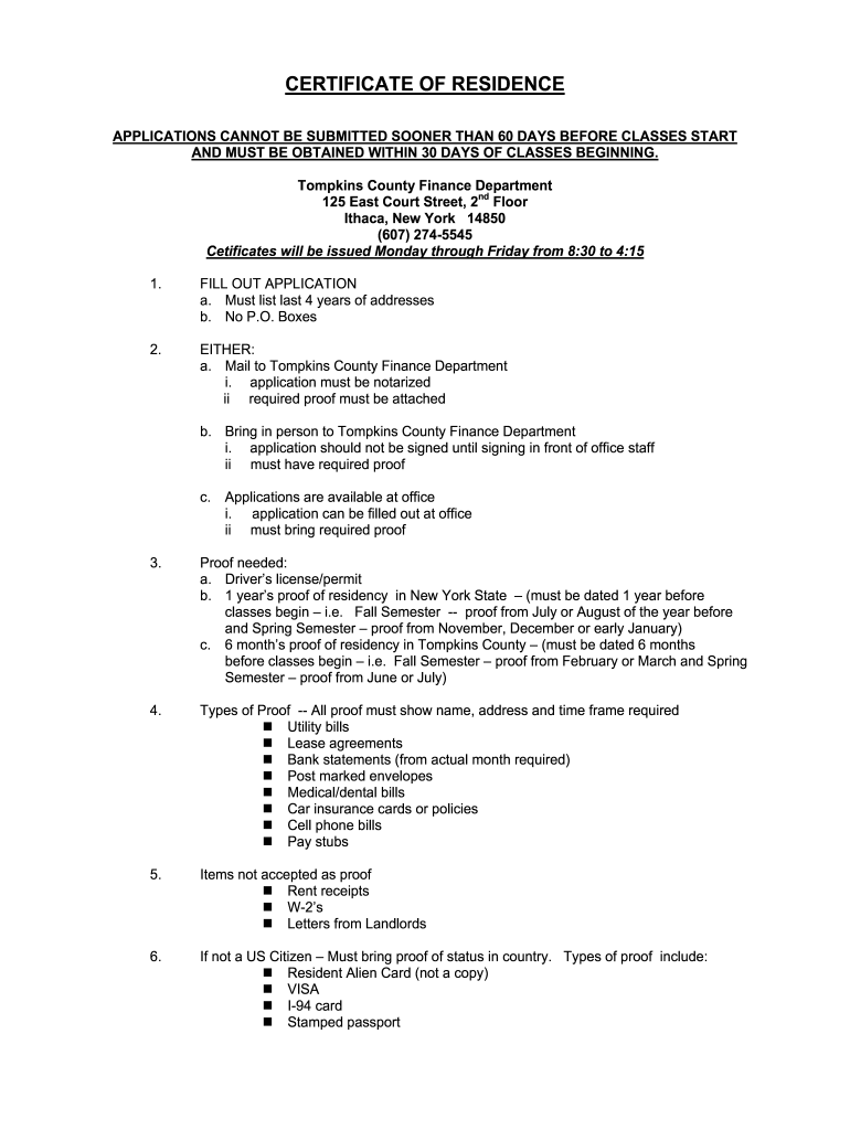 Certificate Residence County Fill Online, Printable, Fillable, Blank