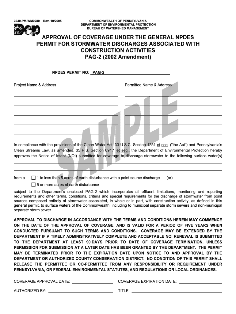 Fillable Online NPDES and WQM Permitting Programs Pennsylvania DEP