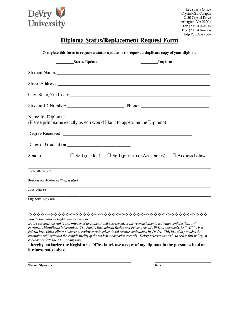 devry diploma replacement Fill out & sign online DocHub