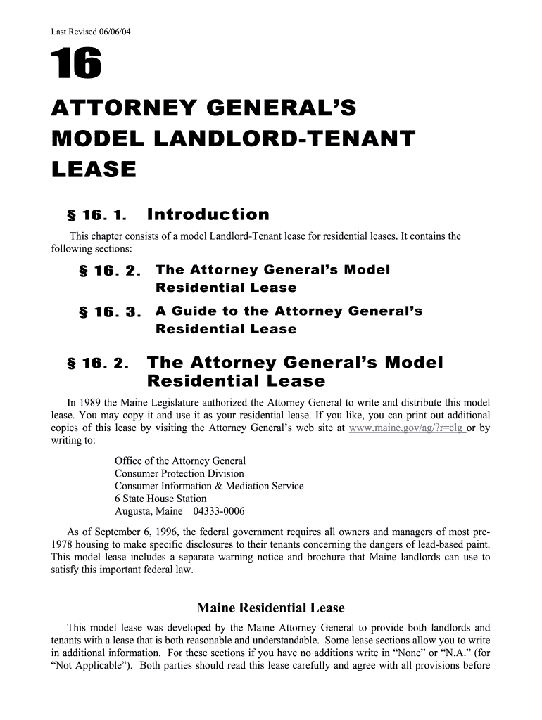 Maine Attorney General Lease Fill Online, Printable, Fillable, Blank