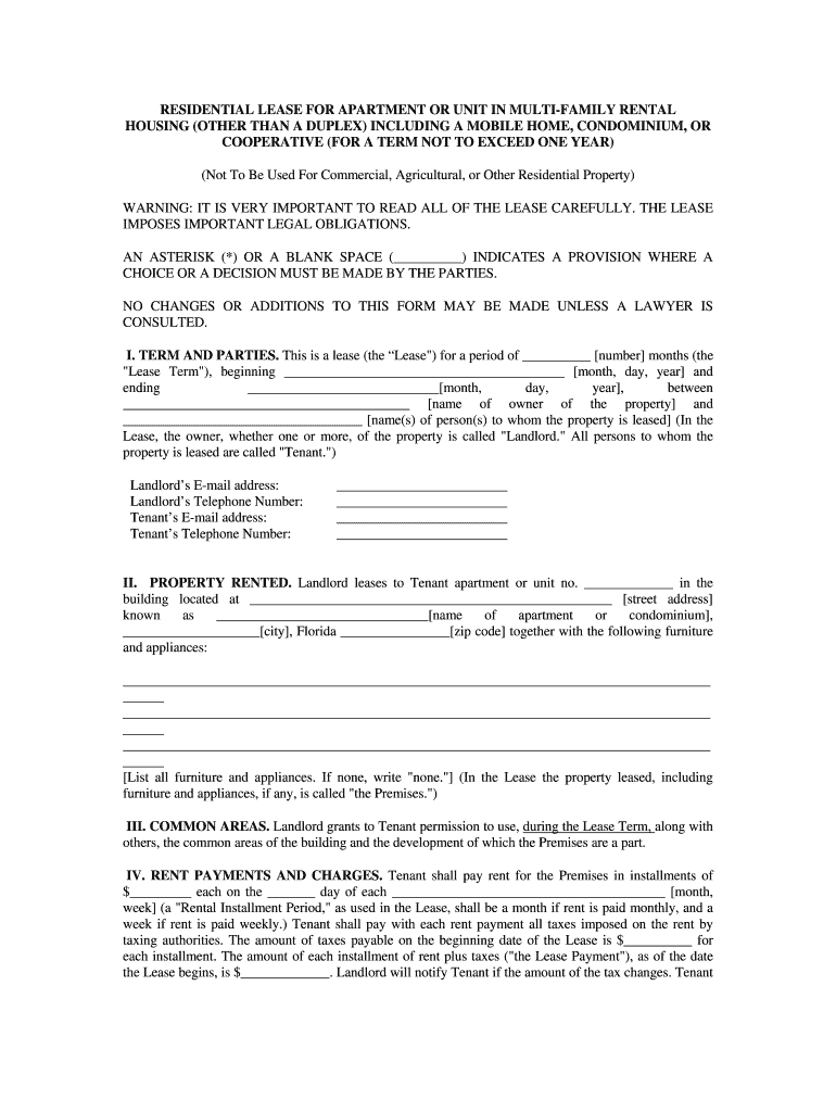 Residential apartment lease Fill out & sign online DocHub