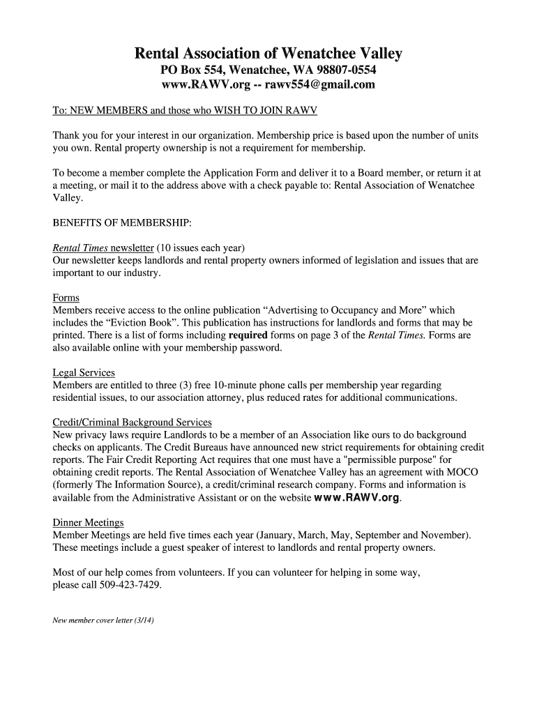 Rental Association Of Wenatchee Valley Fill Online, Printable