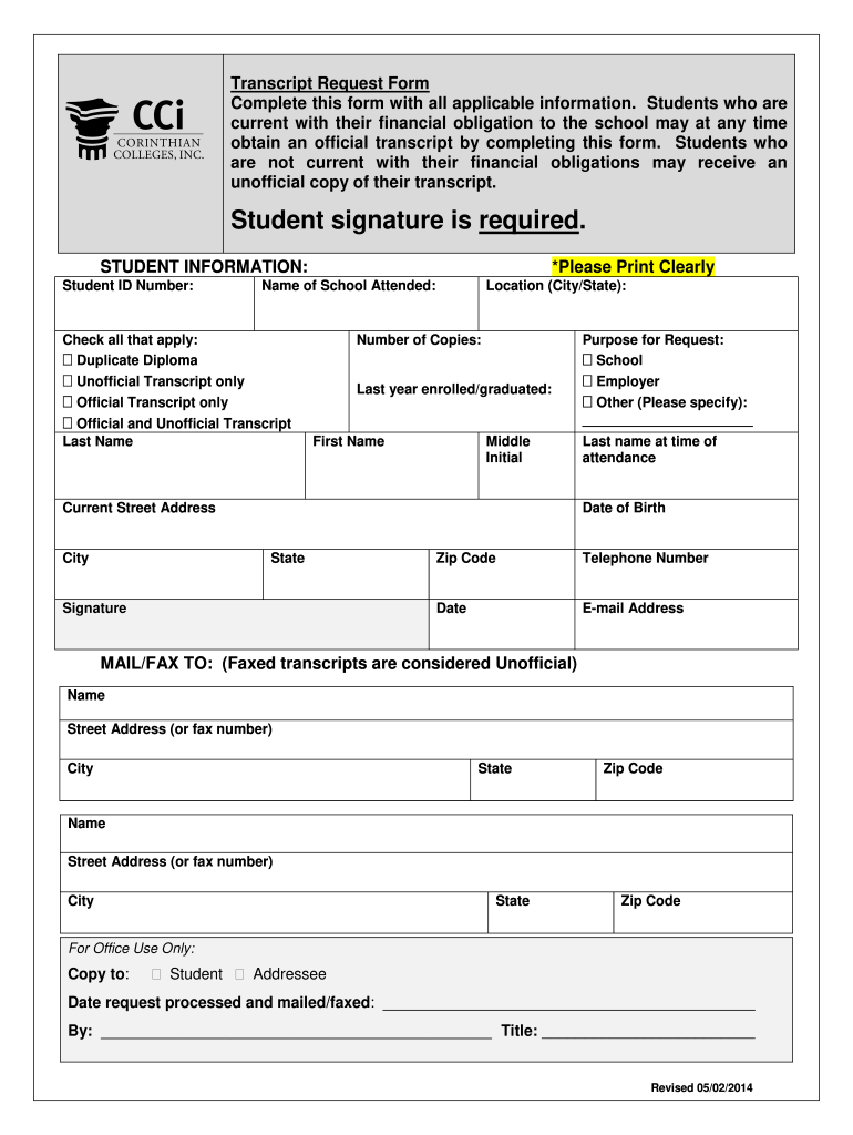 corinthian colleges transcripts request Fill out & sign online DocHub
