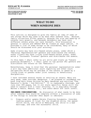 Checklist When Someone Dies Form - Fill and Sign Printable Template Online