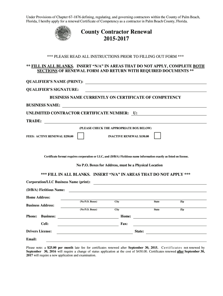 Renewal Form Palm Beach County Government Fill out & sign online