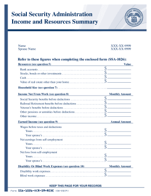 2009 Form SSA-1026-OCR-SM-REDE Fill Online, Printable, Fillable, Blank
