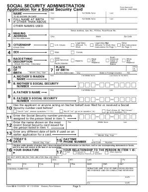Social Security Application Ss 5 - Fill Online, Printable, Fillable