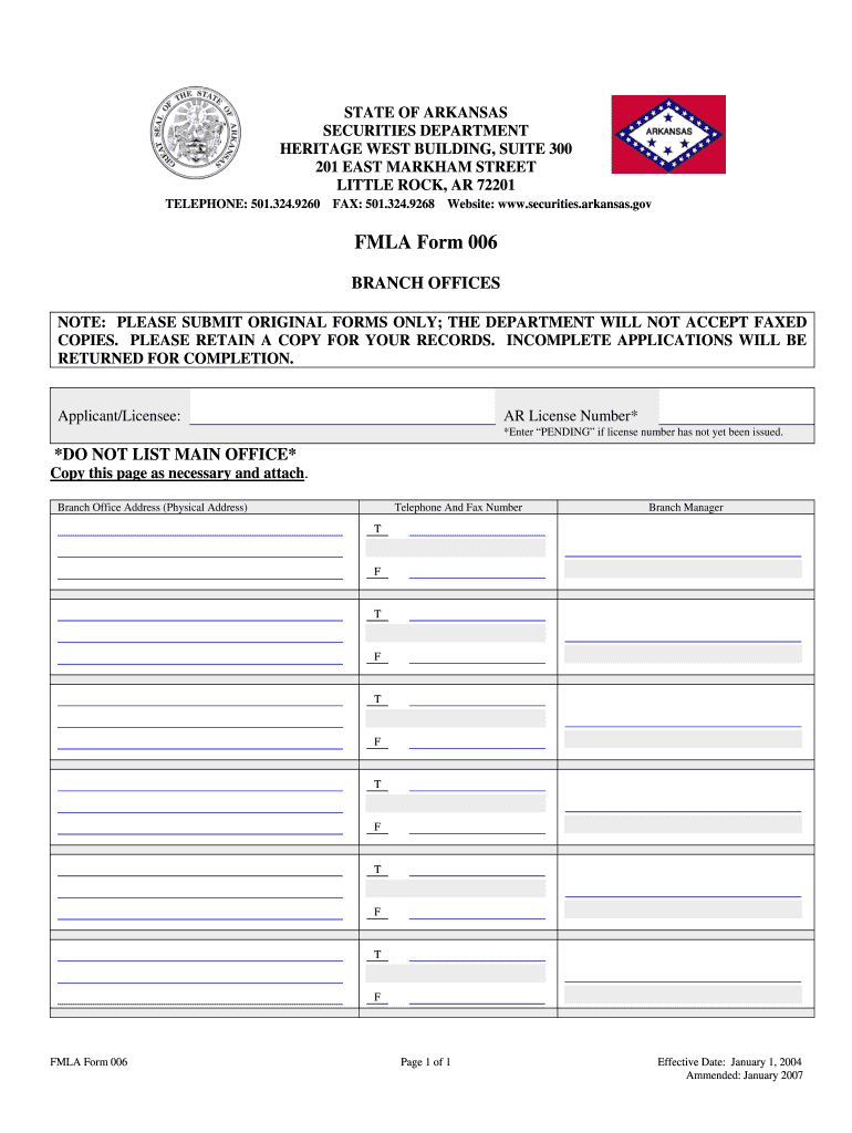 Fillable Online securities arkansas FMLA Form 008, Surety Bond