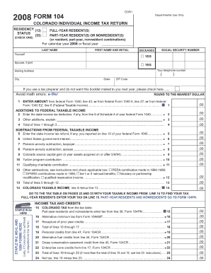 Colorado 104 Fil In On Line 2014 Form - Fill and Sign Printable