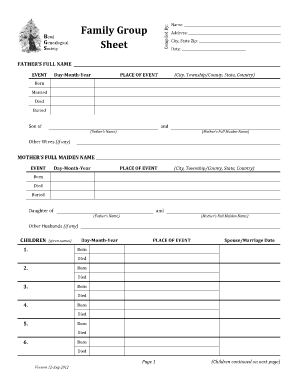 Family Group Sheet Fillable Pdf - Fill Online, Printable, Fillable