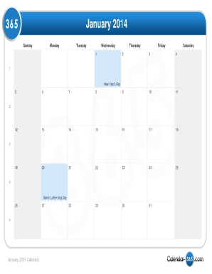 Fillable Online Month calendar 2014 & Holidays 2014 - 2014 Calendar Fax