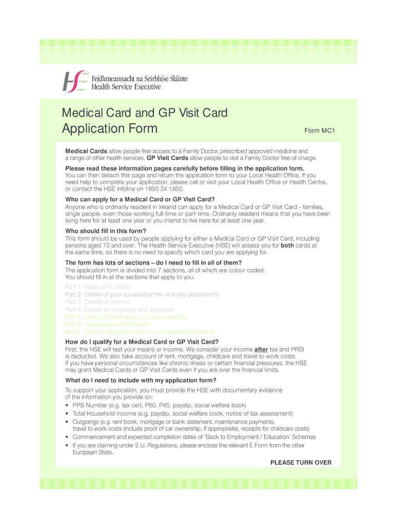 Fillable Online Medical Card Application Form Primacare Fax Email