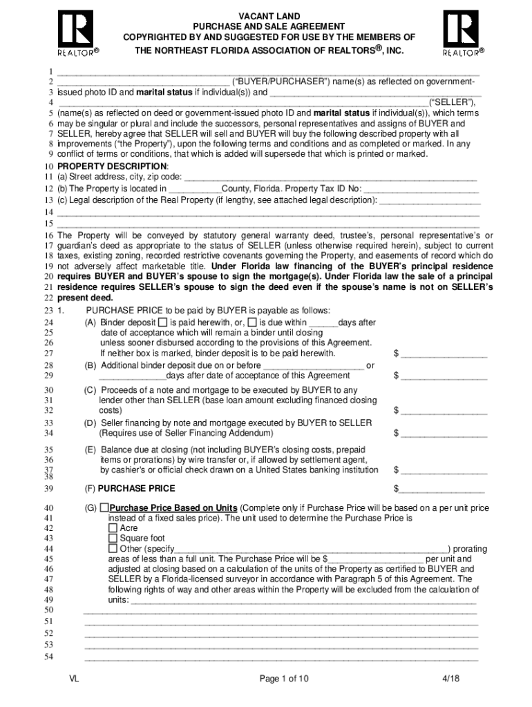 Fillable Online Vacant Land Purchase and Sale Agreement 6.16.13 rev