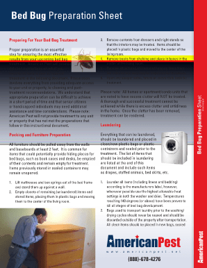 Fillable Online Bed Bug Preparation Sheet Fax Email Print - pdfFiller