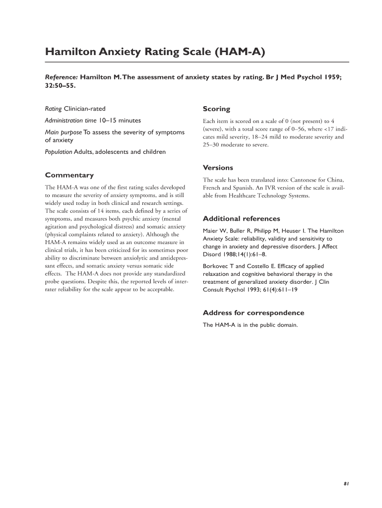 Hamilton anxiety rating scale pdf Fill out & sign online DocHub