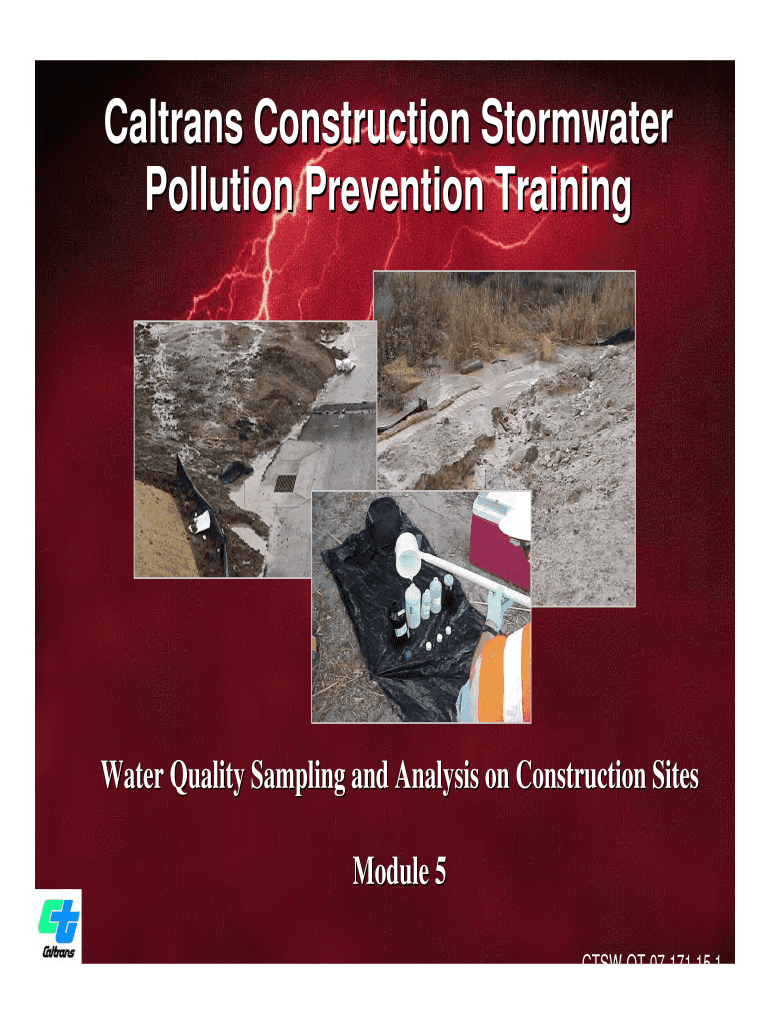 Fillable Online dot ca Water Quality Sampling and Analysis on