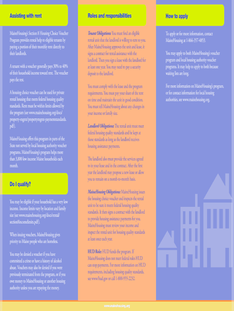 Fillable Online mainehousing Housing Choice Vouchers Brochure Maine