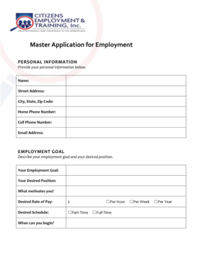 Master Application For Employment - Fill Online, Printable, Fillable