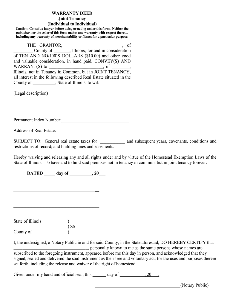 Fillable Online Warranty Deed Joint Tenancy Fax Email Print pdfFiller