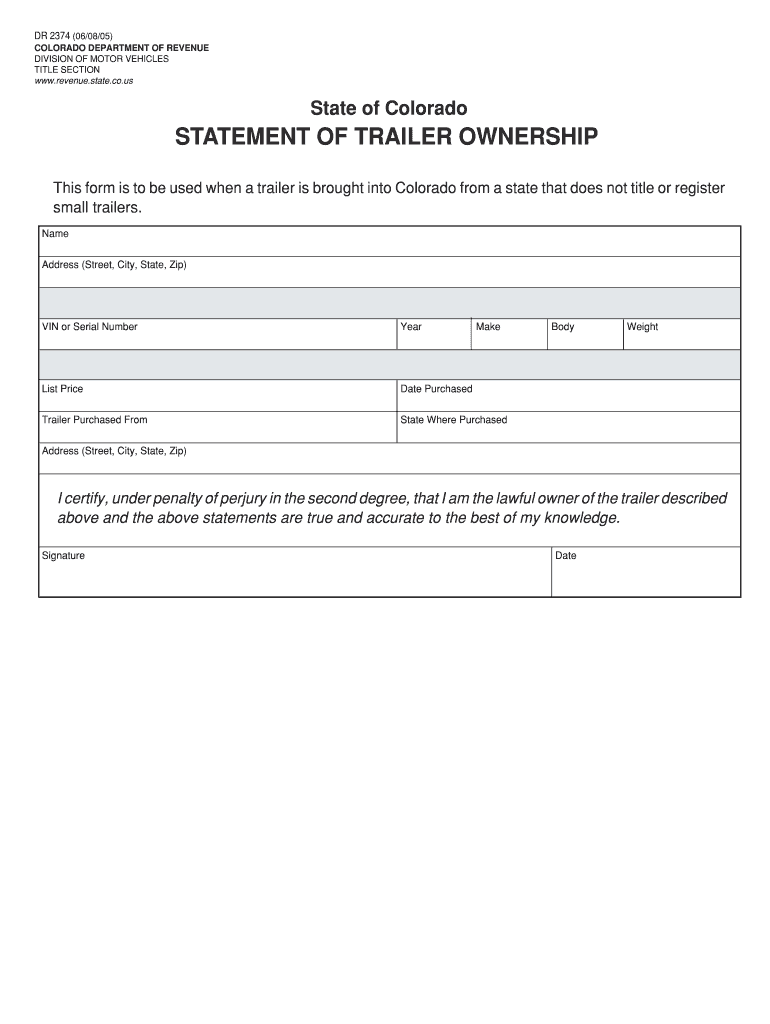 Co Trailer Title Fill Online, Printable, Fillable, Blank pdfFiller