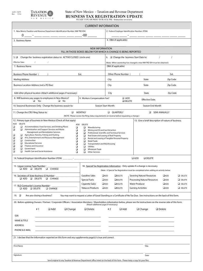 Nm business registration update Fill out & sign online DocHub