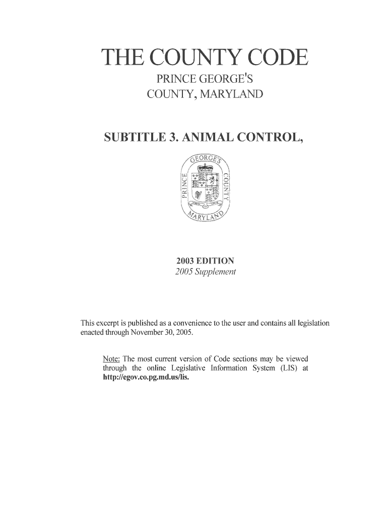 Fillable Online Animal Control