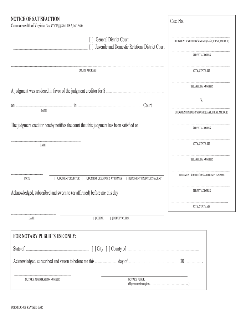 Virginia Satisfaction Fill Online, Printable, Fillable, Blank pdfFiller