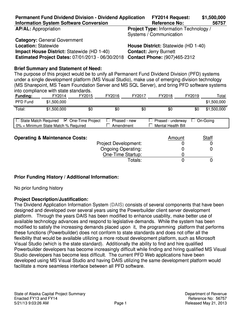 Fillable Online omb alaska Permanent Fund Dividend Division Dividend