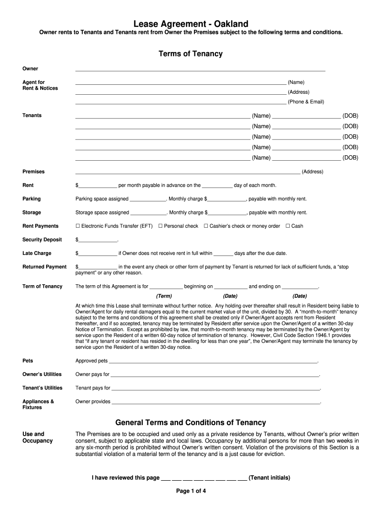 Fillable Online MonthtoMonth Residential Rental Agreement 540 31st