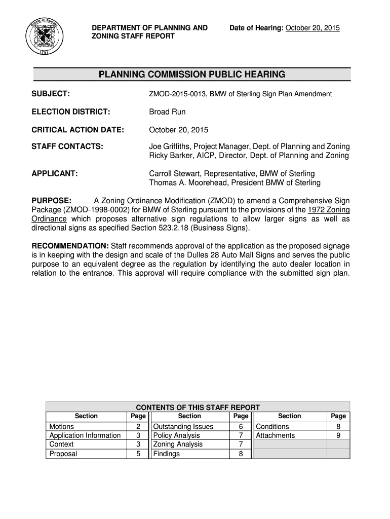 Fillable Online loudoun PLANNING COMMISSION PUBLIC HEARING Loudoun