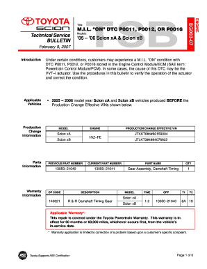 M.I.L. "ON" DTC P0011, P0012, OR P0016 - JustAnswer - Fill and Sign