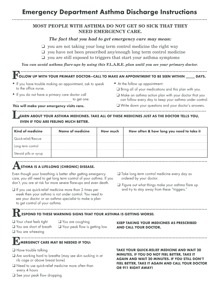 MI Emergency Department Asthma Discharge Instructions 2007