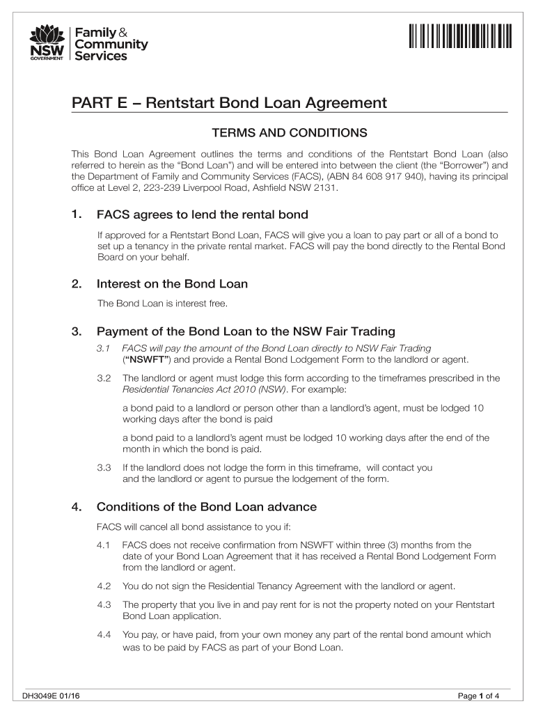 Fillable Online PART E Rentstart Bond Loan Agreement. PART E Rentstart Bond Loan Agreement Fax