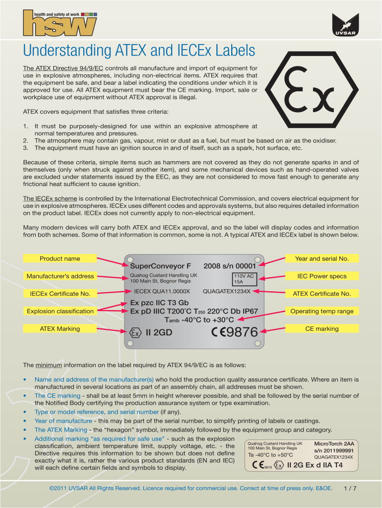 Fillable Online Understanding ATEX and IECEx Labels. A guide to the
