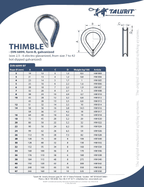 Wire Rope Thimble Size Chart - Fill and Sign Printable Template Online