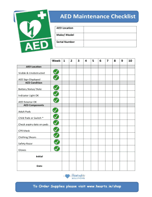 Aed Maintenance Checklist - Fill Online, Printable, Fillable, Blank